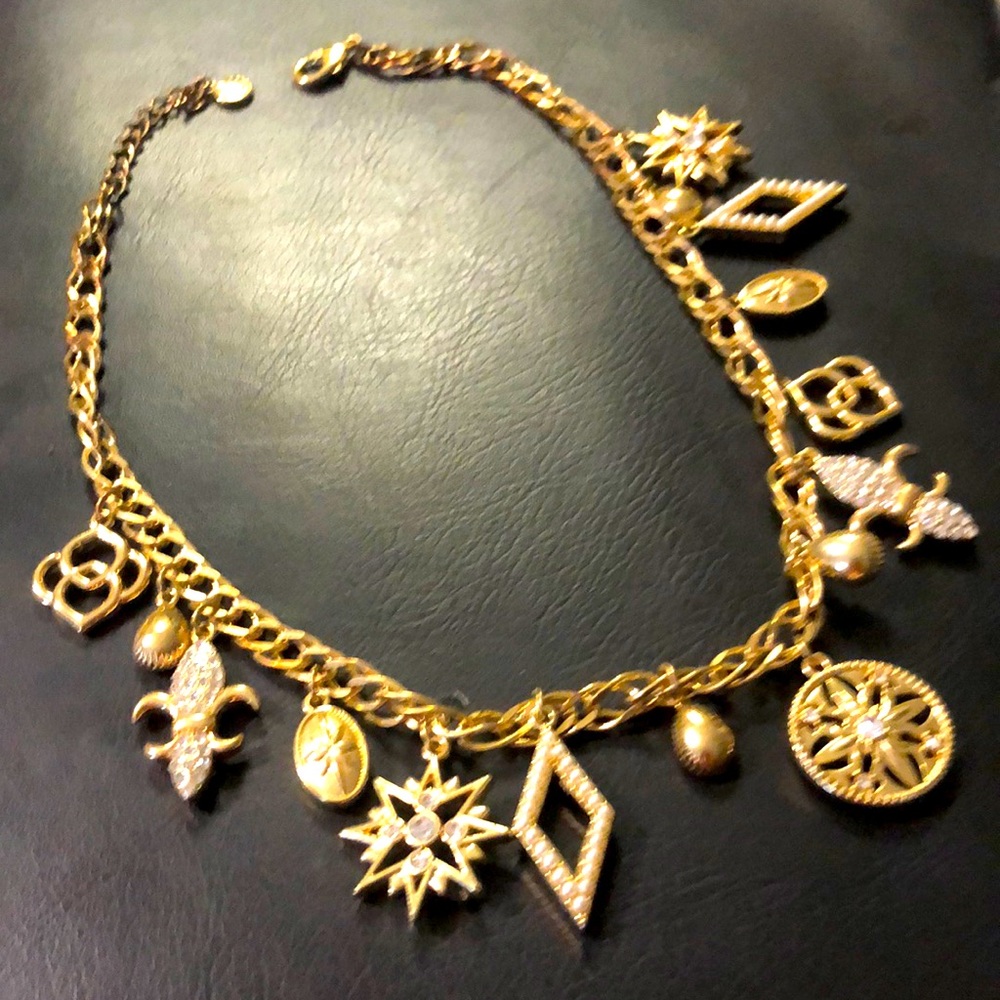 ⚜️ Charter Club Gold-Tone Pavé Fleur-de-Lis Charm Statement Necklace ⚜️